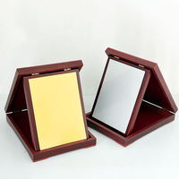 Plaque de reconnaissance d'entreprise personnalisée en bois avec boîte pliante doublée de velours, plaque dorée de luxe autoportante pour récompense de performance