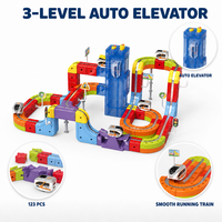 Ensemble de train électrique 123 pièces, blocs de construction magnétiques STEM, jouet pour enfants garçons, circuit ferroviaire à plusieurs niveaux, assemblage DIY