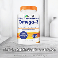 Huile de poisson oméga-3 avancée 1135 mg, triple concentration pour la santé cardiaque et le soutien du système immunitaire, capsules premium EPA DHA, 60 unités