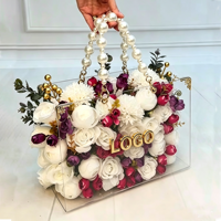 Boîte à fleurs en acrylique, sac à main en acrylique, boîte florale en acrylique, emballage en acrylique, fournitures en gros pour fleuristes