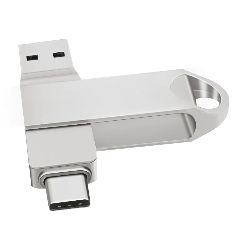 OTG USB flash sürücü 32GB 64GB 128GB 256GB kalem sürücü 2 in 1 tip C için USB3.1 Gen1 döner büküm tasarım Metal USB sopa Pendrive