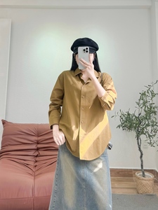 Camisa caqui de algodón premium para mujer KK00, talla única, con botones, manga larga, estilo casual y holgado. - Product Image 5