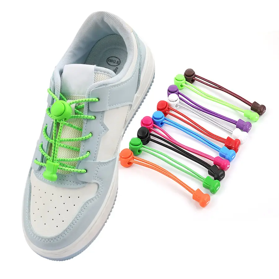 Sepatu kets bulat elastis 0.3cm untuk anak-anak, sepatu Sneakers dewasa dan anak-anak, SEPATU papan tulis gesper tekan bulat, tali sepatu tanpa dasi