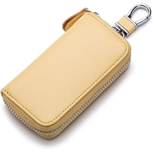 Porte-clés rectangulaire en cuir avec mousqueton, mini-sac durable pour clés et petits objets - Product Image 2