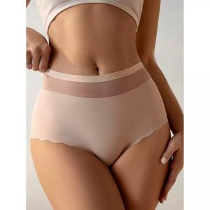 Nouvelle conception 2025, culotte taille haute pour femme, confortable et douce, en nylon tricoté, respirante, sans couture, unie, avec dentelle fine et coupe haute, sexy, pour le quotidien - Product Image 6