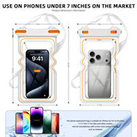 Étui de téléphone étanche flottant transparent gonflable avec écran tactile IPX8 pour la natation et la plage