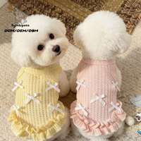 Robe en coton personnalisée pour chiens, motif imprimé, avec nœud, collier intégré, pour temps chaud, vêtements pour animaux de compagnie, chiens et chats