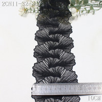 Dentelle brodée motif feuilles de fleurs, bordure victorienne en feuille de Ginkgo, 10 cm, dentelle noire brodée pour accessoires de couture de robes de fantaisie