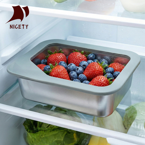 Récipient de stockage alimentaire en acier inoxydable de qualité alimentaire, compatible lave-vaisselle et micro-ondes, avec couvercle en verre pour le rangement de la <span class=keywords><strong>cuisine</strong></span> - Product Image 5
