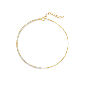 S925 Sterling Silver Double Chain Stitching White Zircon Simple Bracelet for Women - Product Image 1