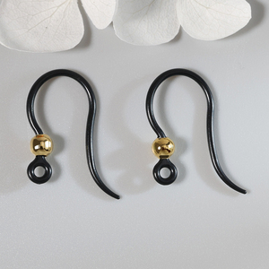 <strong>Jewelry</strong> Making <strong>Supplies</strong> 9mm Earrings Accessories White Black Ear Wires Resin Earring Hooks with Bead - Product Image 4