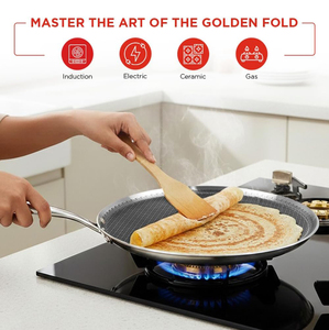 Triply Stainless Steel Frying <b>Pan</b> Saute <b>Pan</b> Non-Stick Coating Gas <b>Induction</b> Cooking 3 Layers Stainless Steel Fry <b>Pan</b> - Product Image 4