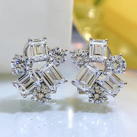 Unregelmäßig geformte 925 Silber feine Ohr stecker mit Simulation Diamond Brocade Fresh Stitching Schmuck für Frauen