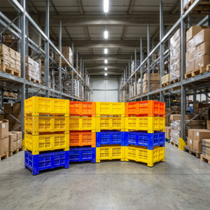 Heavy Duty Foldable Stackable HDPE Plastic Egg <b>Crate</b> Nestable Ventilated Storage Bin for Transport and Logistics - Product Image 2
