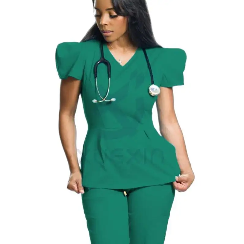 Nouveaux produits à succès, ensemble de gommage Polo en maille de Polyester, uniforme extensible, ensembles d'uniformes médicaux