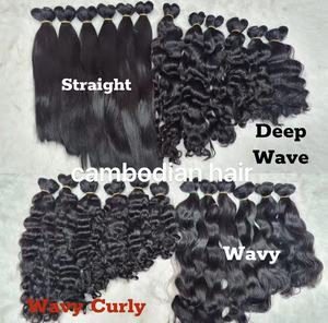 Extensions de cheveux naturels en mèches complètes, lisses, bouclés birmans, <span class=keywords><strong>tissage</strong></span> <span class=keywords><strong>naturel</strong></span>, extensions de cheveux noirs jet, cheveux bruts cambodgiens, donneur unique - Product Image 4