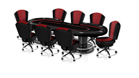 Table de poker ovale 70 Plus, 96 po x 43 po, avec porte-gobelets en forme de piste de course, tissu bleu Speed Cloth, pieds en acier inoxydable