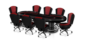 โต๊ะโป๊กเกอร์ 70 พลัส รูปทรงวงรี ขนาด 96 นิ้ว x 43 นิ้ว พร้อมที่วางแก้วแบบรางรถแข่ง ผ้าคลุมสีน้ำเงิน ขาตั้งสแตนเลส - Product Image 2