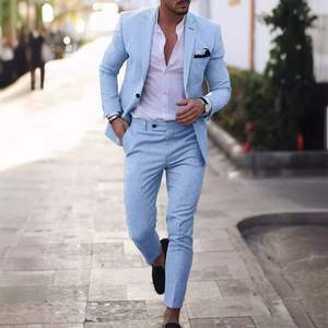 Nouveau design hommes <span class=keywords><strong>costume</strong></span> deux pièces bouton lin coton lin couleur unie <span class=keywords><strong>croisé</strong></span> <span class=keywords><strong>costume</strong></span> hommes - Product Image 2