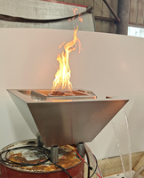 Brasero à gaz personnalisé de style luxueux en acier inoxydable avec système d'allumage à télécommande pour jardin extérieur et piscine
