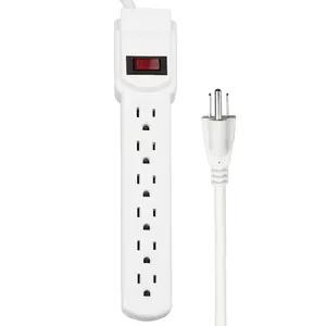 ABS Housing 6 Outlets Surge Protector Power Strip with 6FT 14 AWG Extension Cord, 15A 125V 60Hz 1875W Power Strip with 6 Outlets