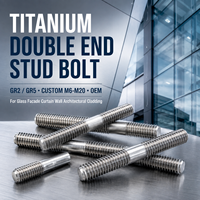 Boulon à double extrémité en titane GR2 GR5 sur mesure M6-M20 pour façade vitrée, mur-rideau, revêtement architectural OEM