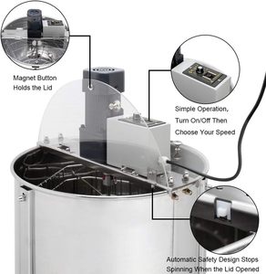 New Pomelo Electric 4-Frame Honey Extractor Separator Food-Grade Stainless Steel Honeycomb Spinner <b>Drum</b> Adjustable Height Stand - Product Image 6