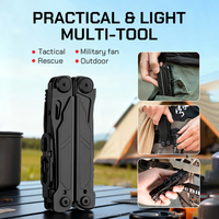 Navajas Multifonction - Couteau pliant EDC noir - Pince à lame - Outil multifonction robuste avec clip pour réparation en extérieur, camping, randonnée