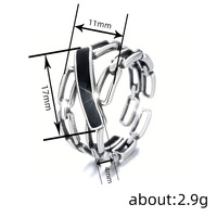 Kadınlar için Siyah Emaye Zincir Bağlantılı Yüzük, 4mm, Beyaz Altın Kaplama Pirinç Geometrik Kore Tarzı, Beyaz Altın