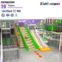 Rish nouvelle conception aire de jeux intérieure personnalisée avec grand toboggan équipement de trampoline extérieur intérieur