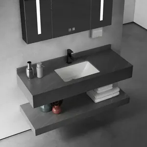 Modernes Badezimmer Marmor Muster feste Oberfläche Waschbecken Kunststein Waschbecken Schrank Wand rechteckige Spüle montiert.