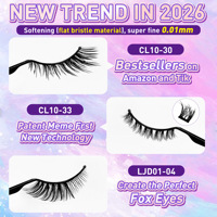 Faux Cils Préencollés Segmentés Auto-Adhésifs Wispy3D Réutilisables Effet Œil de Chat Naturel Invisible Kit Cils en Grappe à Presser en Gros