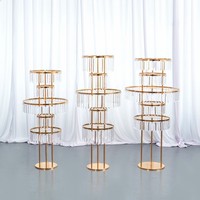 Support à fleurs de mariage en métal argenté et doré à 5 niveaux, support de centre de table pour décoration de table de mariage et de fête