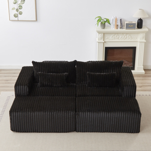 <b>Oversized</b> Square <b>Sectional</b> Lounge Chaise Set No Assembly Required Modern Cloud Plush Loveseat Two Removable Hotel Villa - Product Image 4