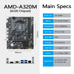 مجموعة ألعاب جديدة من PANDL تشمل لوحة أم A320M مع معالج AMD Ryzen <span class=keywords><strong>3</strong></span> 2200G وذاكرة DDR4 وقرص صلب SSD M2 SATA3.0 وواجهة PCIe3.0X16 - Product Image 3