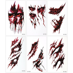 Autocollants de <span class=keywords><strong>tatouage</strong></span> temporaire réalistes pour le corps et le visage, imperméables, pour Halloween et le plaisir du Poisson d'avril - Product Image 5