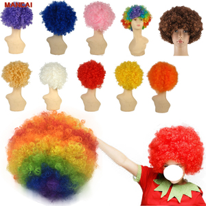 Wig badut uniseks, Wig berwarna Natal Halloween, Wig Prop, Headpiece, pakaian pesta, aksesoris kostum - Product Image 1