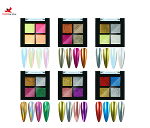 Poudre de pigment pour ongles en gel UV effet miroir magique Aurora 4 couleurs HQ Mixed Proc Discount, poudre acrylique flash pour la décoration des ongles - Product Image 1