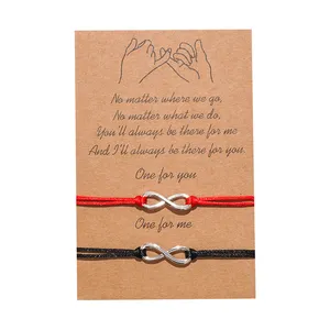 Pulseras para parejas con tarjeta, joyería hecha a mano, Infinity Forever Lover