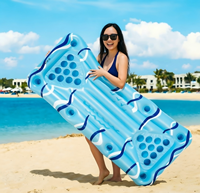 Table de beer pong gonflable bleue pour piscine, 150x75cm, PVC écologique, table de jeu flottante, 24 porte-gobelets, capacité 80kg, eau