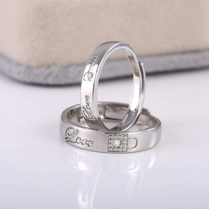 Bagues de couple en zircon avec clé et cadenas, ensemble de bagues assorties pour l'amour romantique, bijoux tendance - Product Image 6