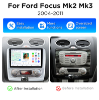Junsun - Sistema de Navegación Android Auto Inalámbrico CarPlay de 9 Pulgadas para Ford Focus 2 Mk2 2004-2011, Autoradio para Automóvil, Multimedia, Video