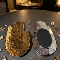 Plateau à bijoux en céramique personnalisé, coloré, en or blanc et argent, en forme de main irrégulière, pour bagues et bibelots, décoration d'intérieur multifonctionnelle
