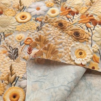 Tissu Popeline Imprimé Numérique Effet Broderie 3D Polyester Coton Motif Floral Entoilage Créateur pour Rideaux Couture Filles Quilting
