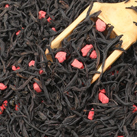 Thé en vrac sain sans sucre en sachets, mélange de fruits frais séchés et de thé noir à la fraise en boîte, vente en gros