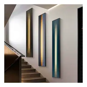 Venta directa de fábrica HD moderno abstracto galaxia espacio largo estrecho forma cristal porcelana enmarcado lienzo pared arte para sala de estar