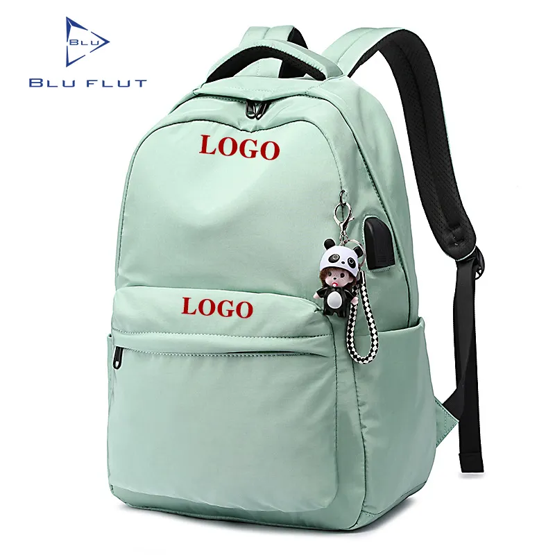 Blu Flut Custom logo school bag for girl Laptop Bags USB Charging Men Travel backpack For Lady