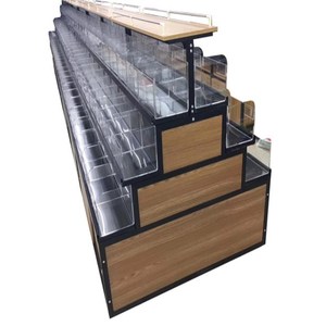 Thang Hình Bán Lẻ Cửa Hàng Kẹo Và Hạt Hiển Thị Giá Gỗ Và Kim Loại Hiển Thị Kệ Siêu Thị Thiết Bị Cho Lưu Trữ Đồ Ăn Nhẹ - Product Image 1