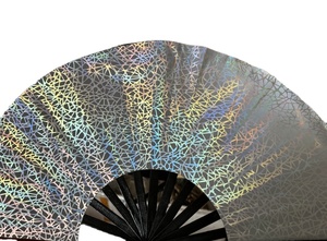 Nuevo Abanico de Fantasía Iridiscente, Abanico de Mano para Festivales, Abanico de Bambú Reflectante Láser - Product Image 4