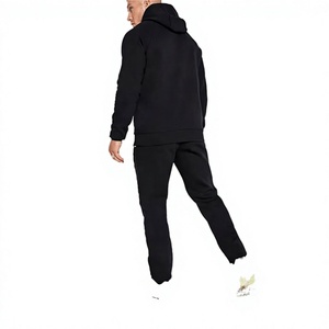 Chándal con Capucha Negro para Hombre, Manga Larga, Color Sólido, Sudadera Informal con Bolsillos Laterales, Transpirable, 100% Algodón, Ligero, para Invierno - Product Image 2